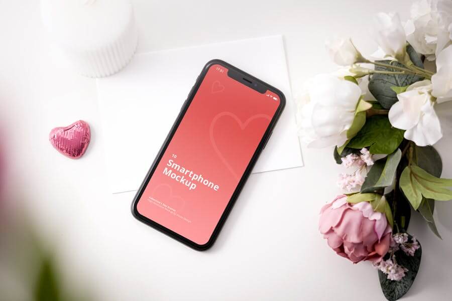 10个情人节场景元素iPhone手机样机PSD素材下载