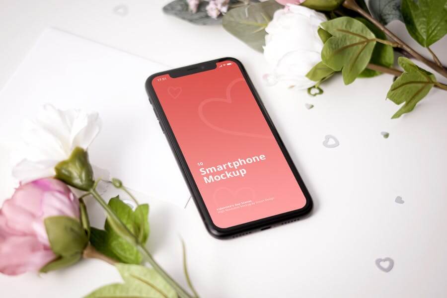 10个情人节场景元素iPhone手机样机PSD素材下载