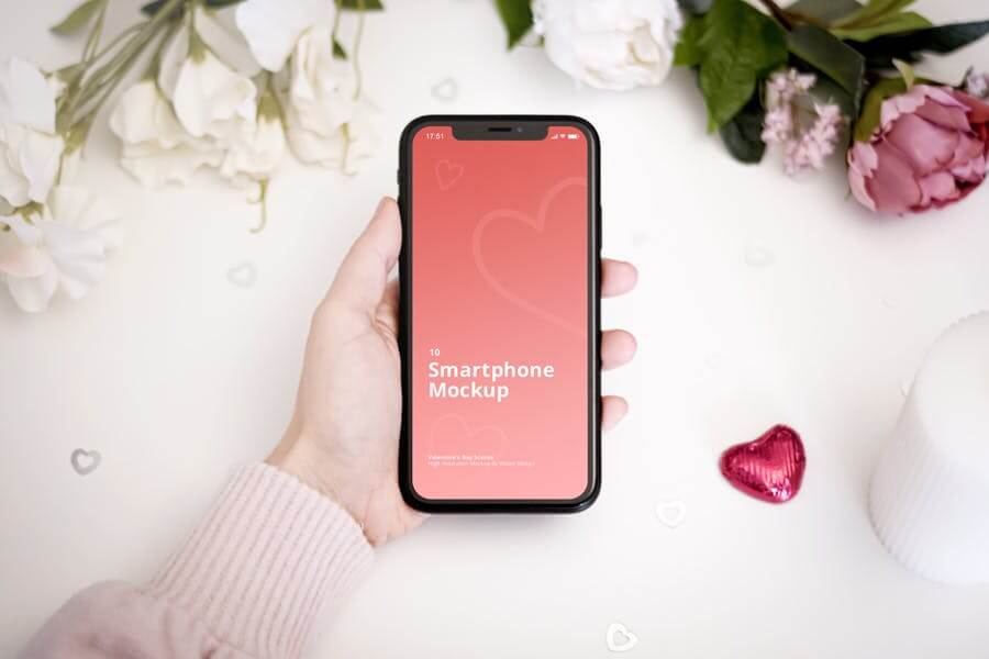 10个情人节场景元素iPhone手机样机PSD素材下载