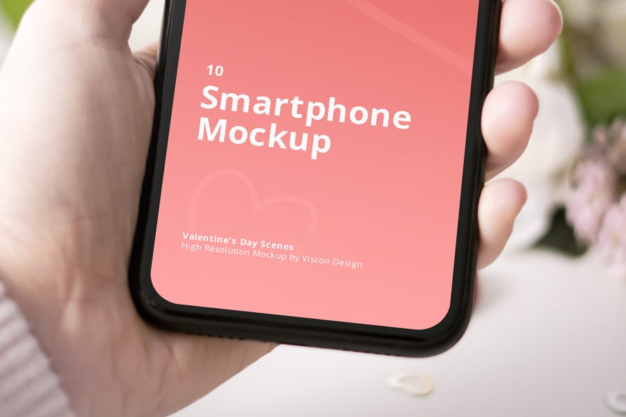 10个情人节场景元素iPhone手机样机PSD素材下载
