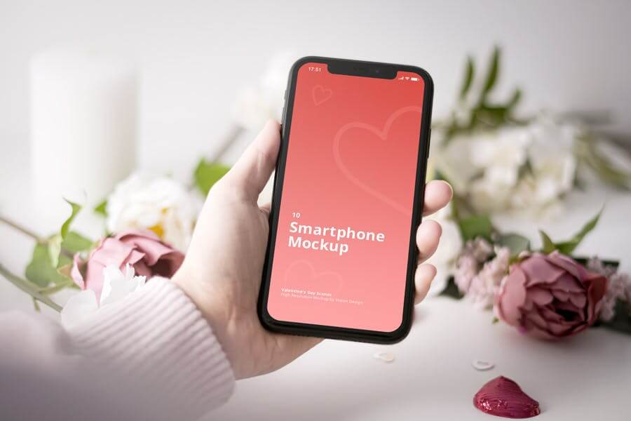 10个情人节场景元素iPhone手机样机PSD素材下载