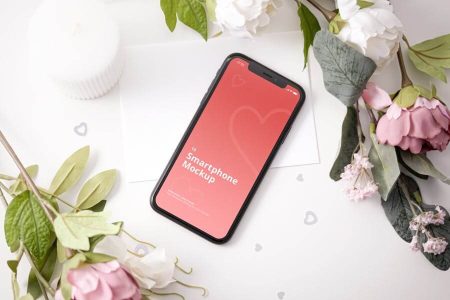 10个情人节场景元素iPhone手机样机PSD素材下载