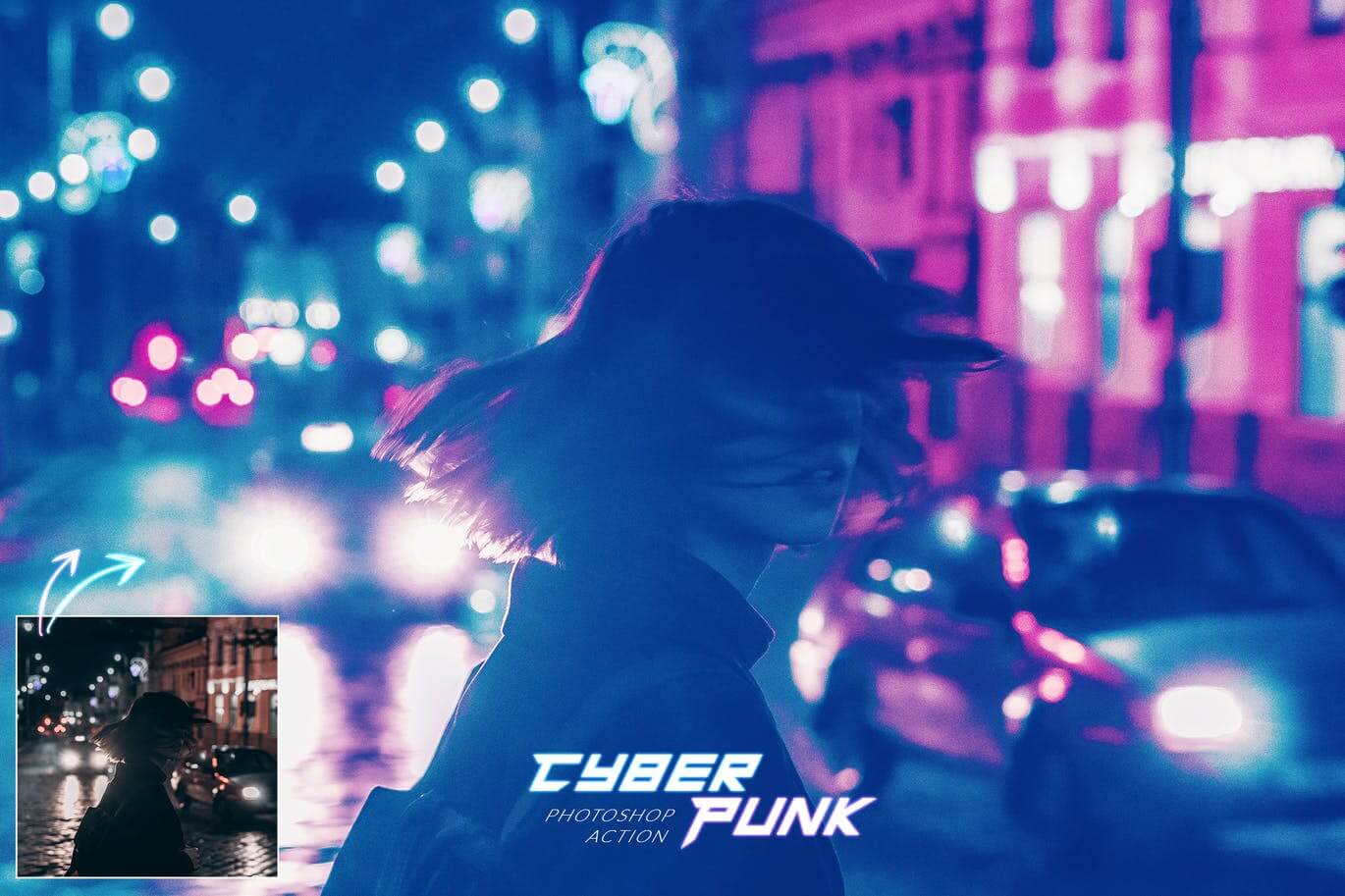 一套高品质赛普朋克风格调色PS动作