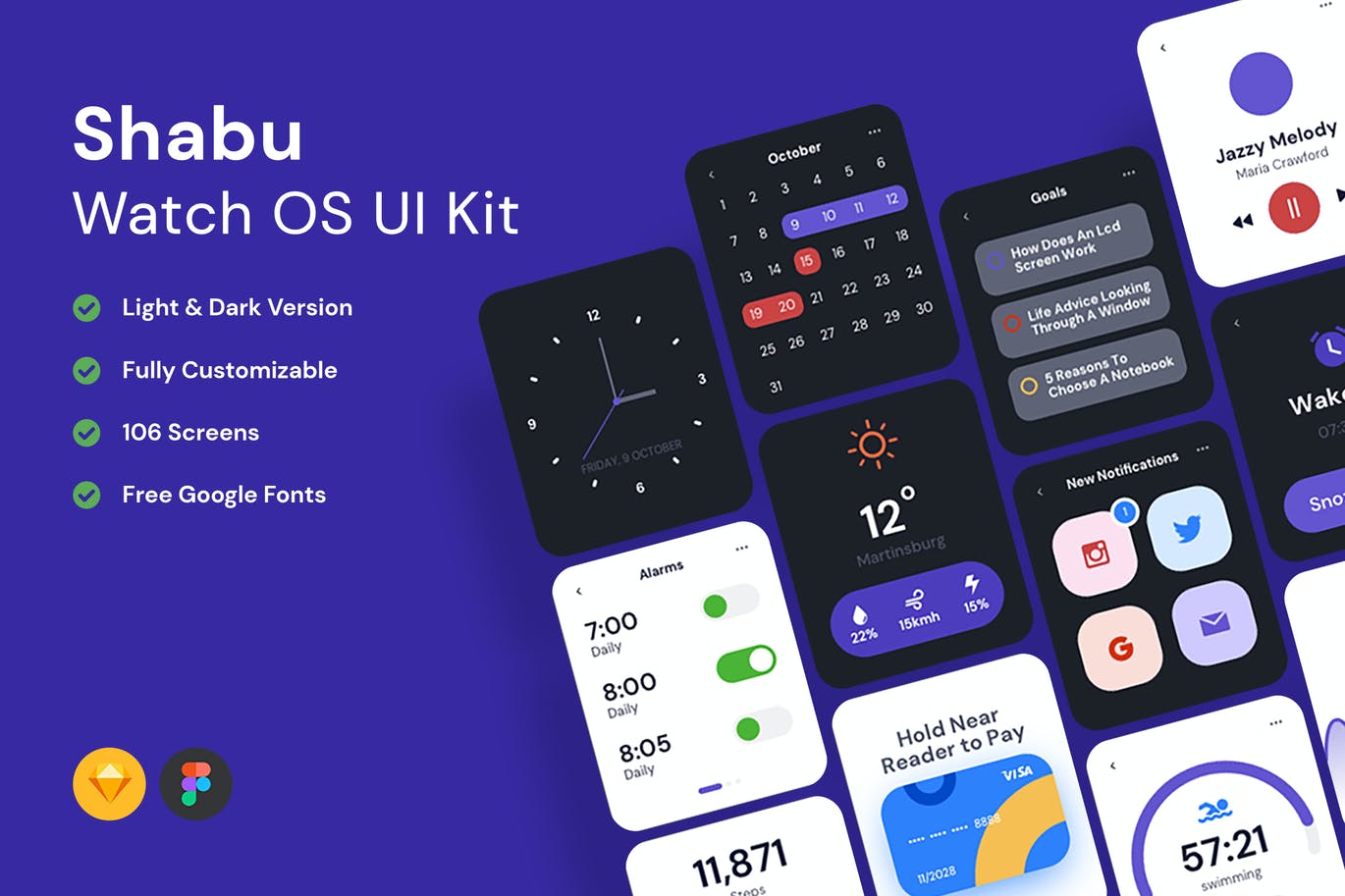 一套紫色高品质iWatch APP UI KITS素材包