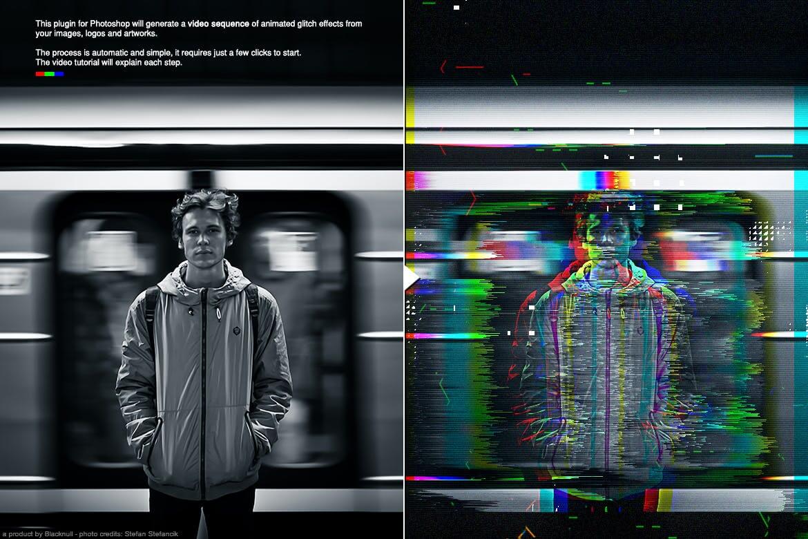 高端时尚抖音小视频动画故障风格PS动作素材