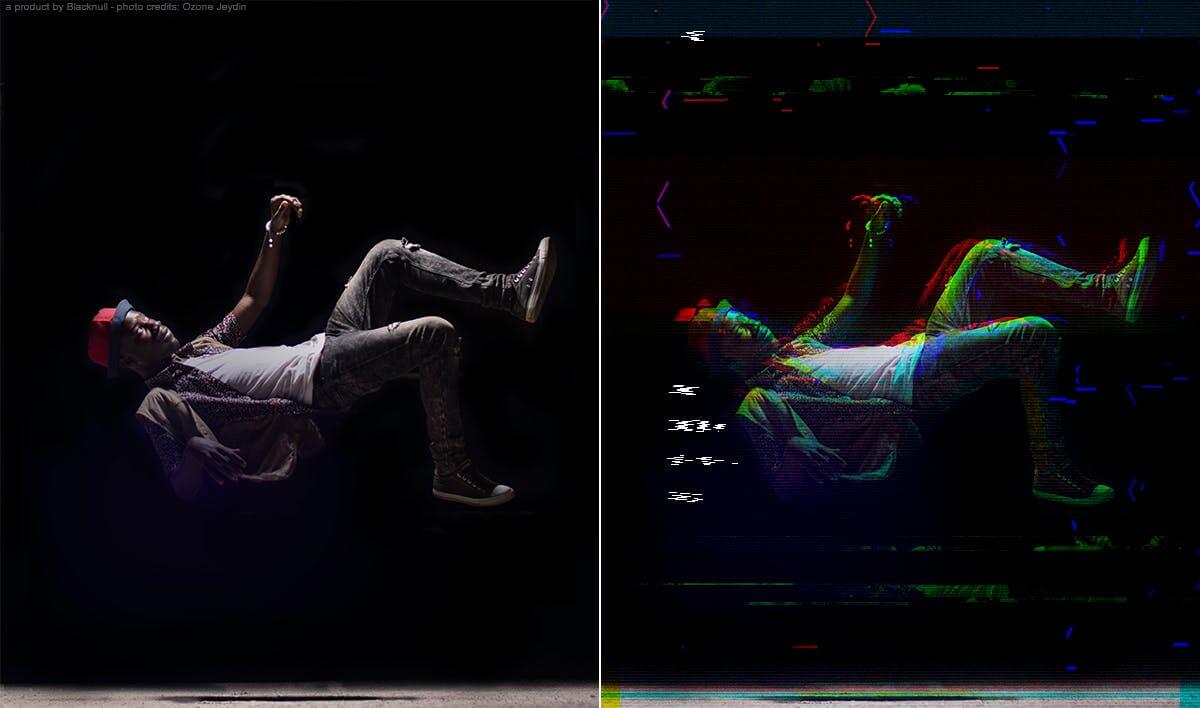 高端时尚抖音小视频动画故障风格PS动作素材