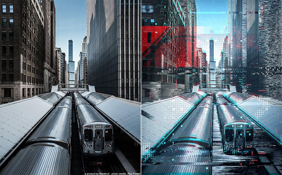 高端时尚抖音小视频动画故障风格PS动作素材