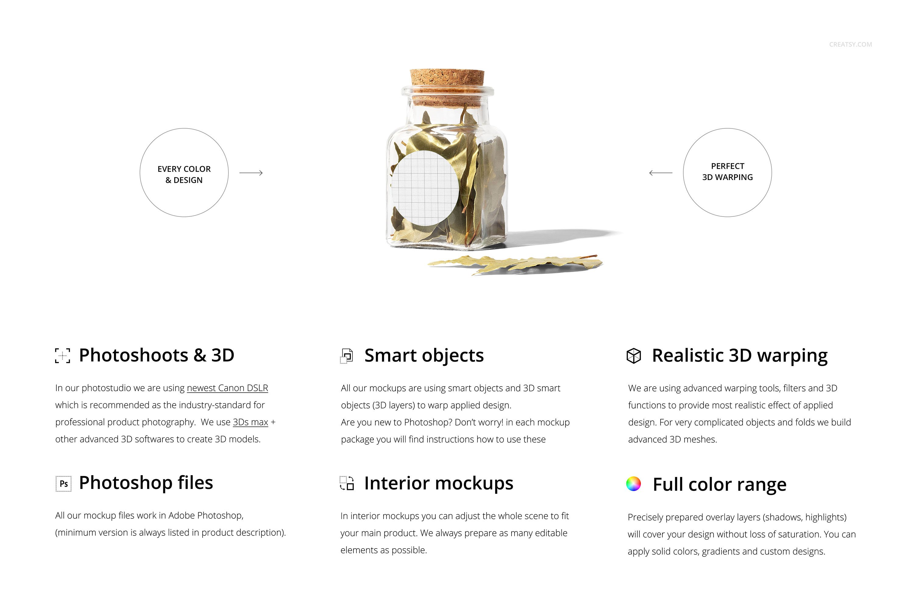 一套非常高级的香料罐圆形标签样机PSD素材合集