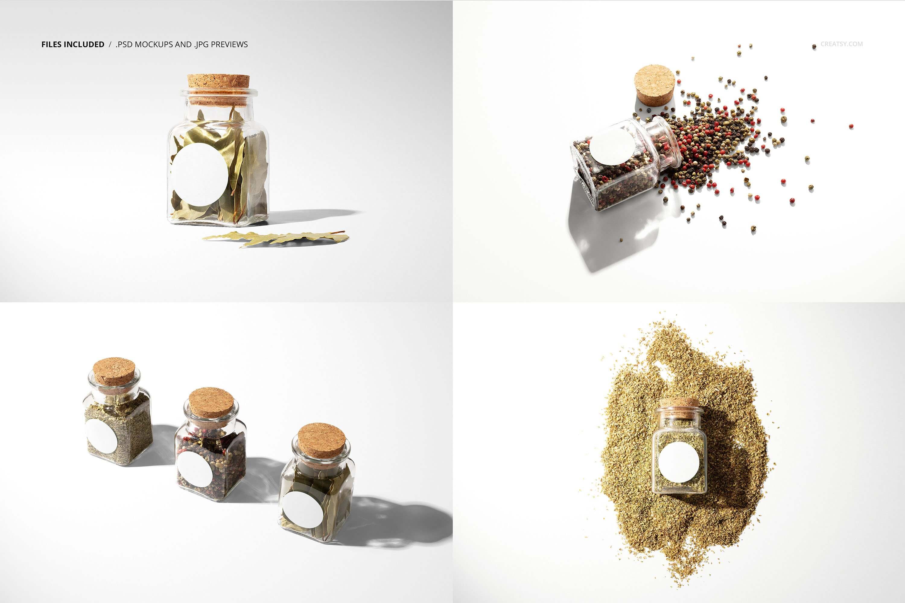 一套非常高级的香料罐圆形标签样机PSD素材合集