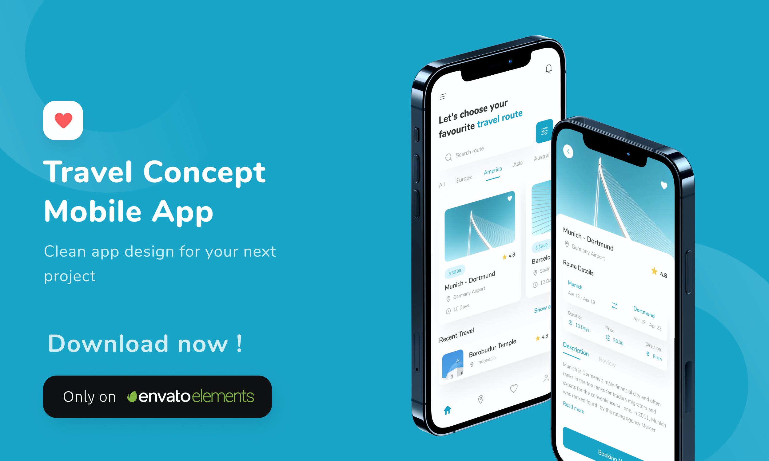 一套非常清新的概念版旅行主题APP UI素材包