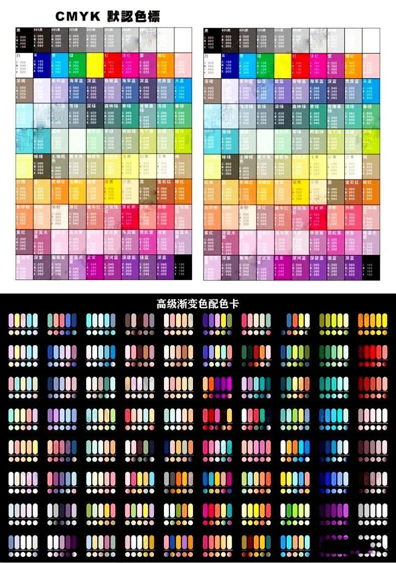 有了这些色卡从此我再也不怕配不好颜色了，看看这些适合于PS、AI、CDR的色卡吧