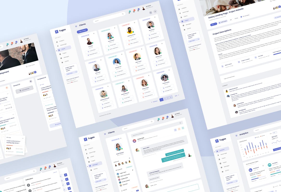 一套项目管理后台管理网站UI界面素材模板