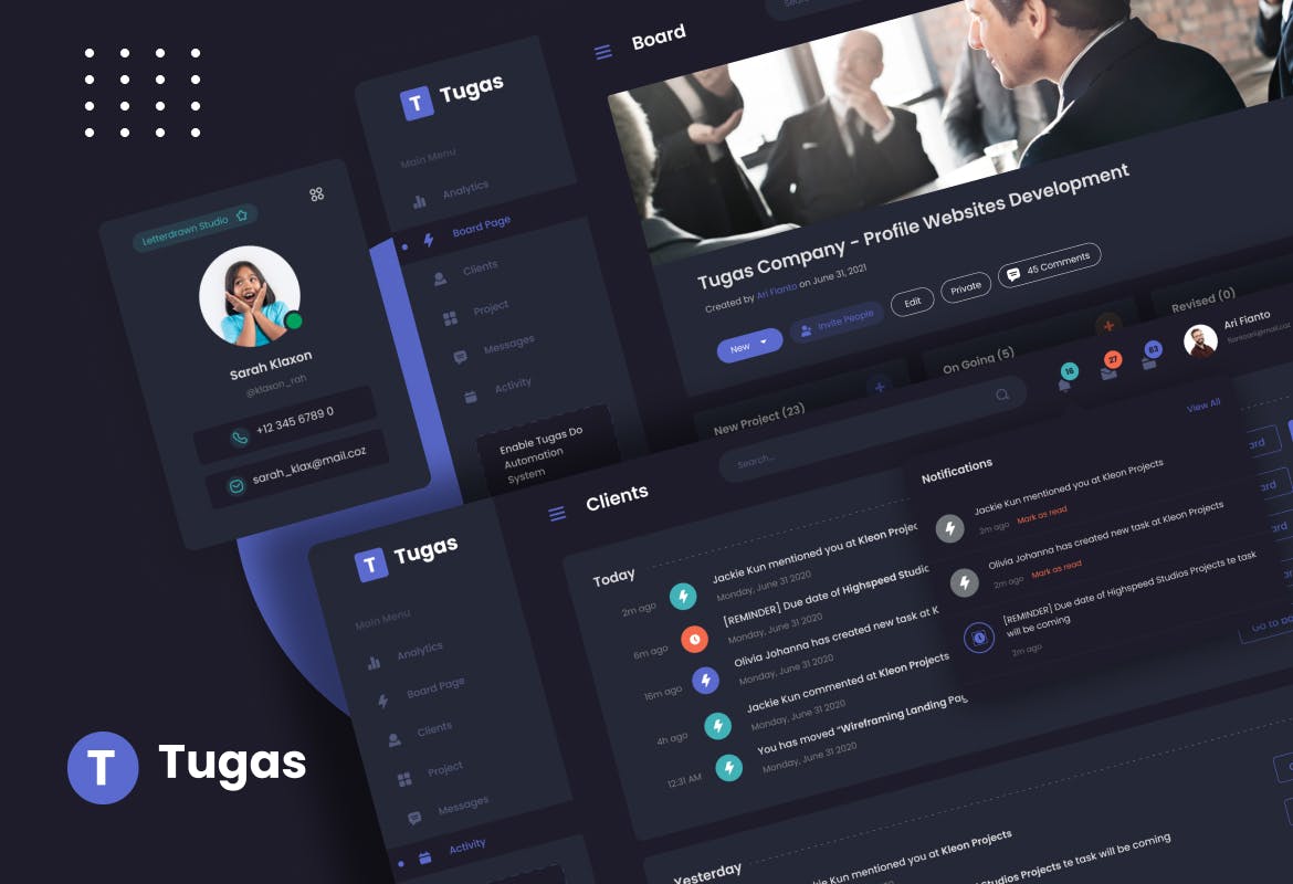 一套项目管理后台管理网站UI界面素材模板