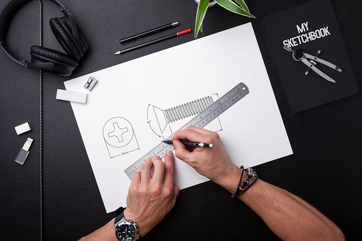 10个素描为主题的绘画本PSD样机素材