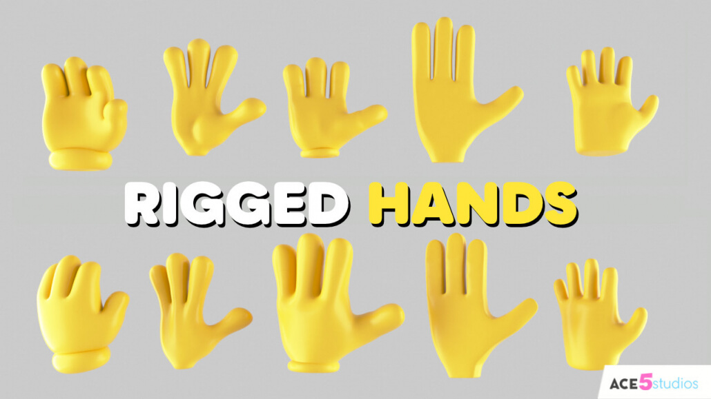 精品素材:卡通IP手胳膊腿躯干C4D带绑定模型预设