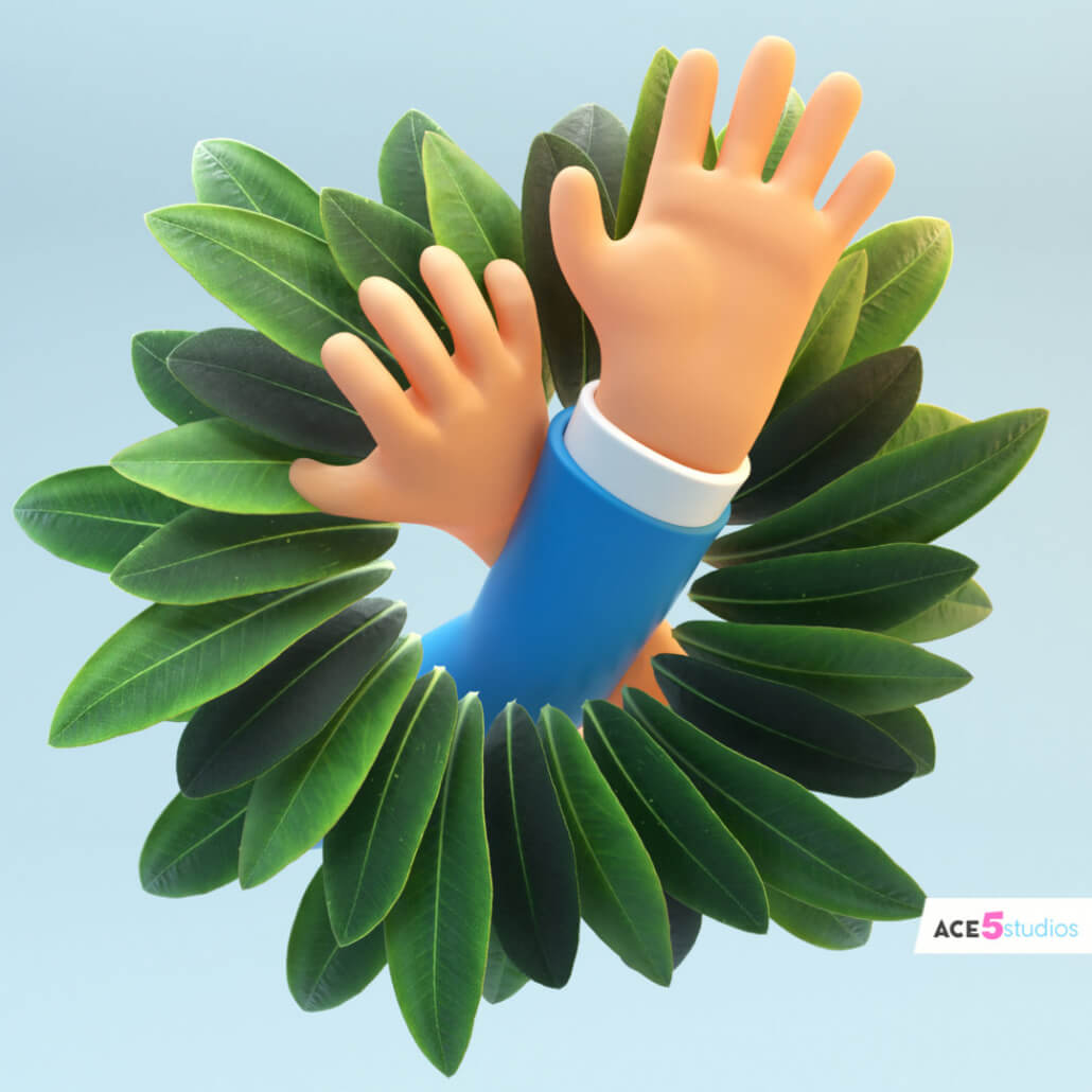 精品素材：卡通IP手胳膊腿躯干C4D带绑定模型预设