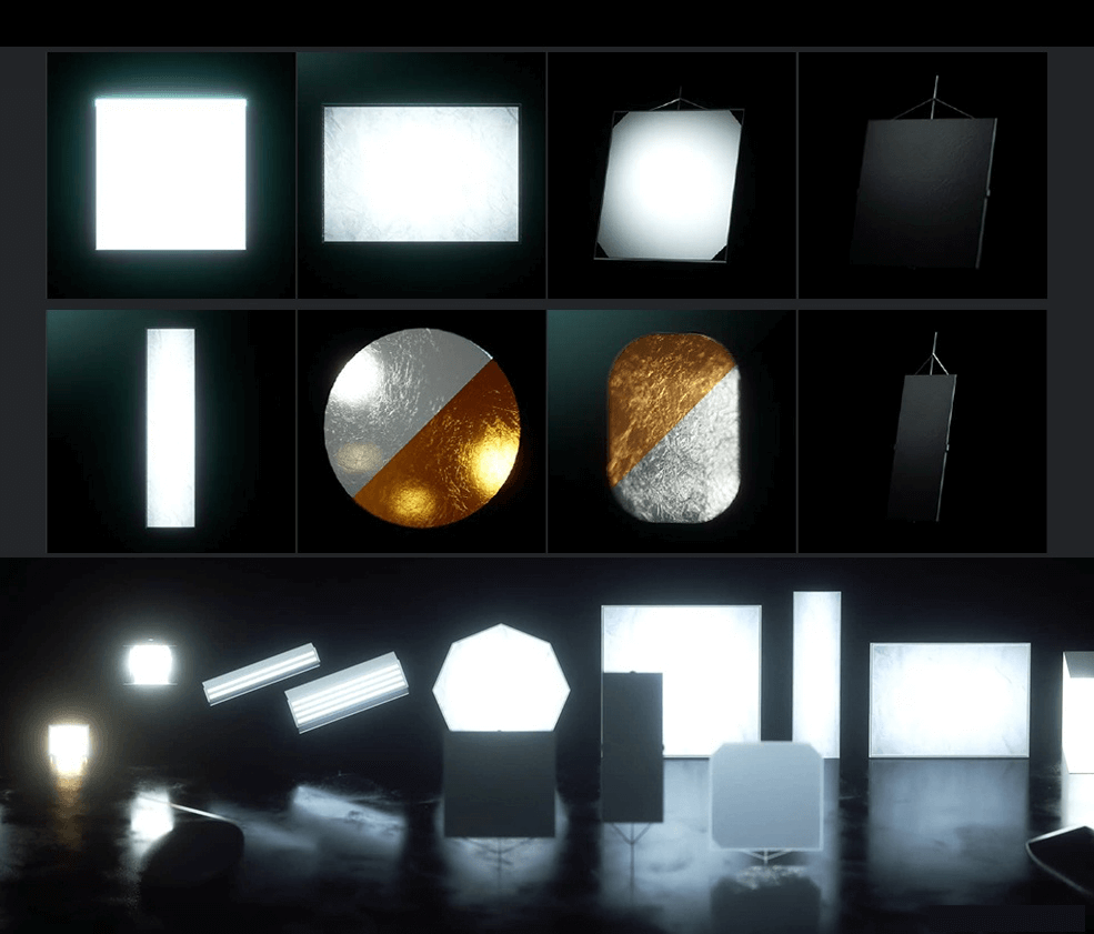 一套C4D摄影棚Octane灯光预设V1.2创意场景3D素材模型