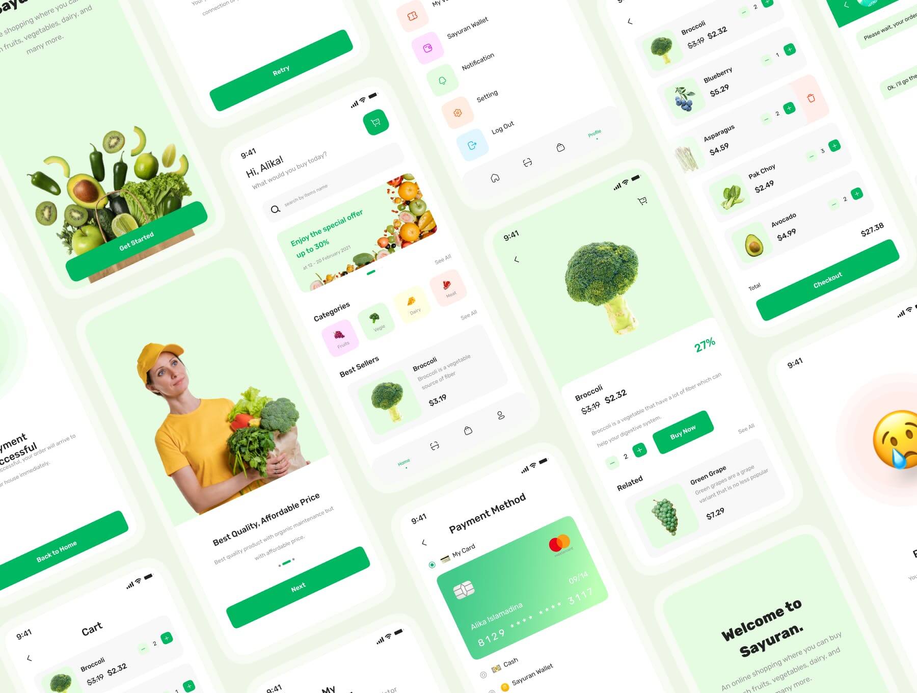 30个绿色轻松的农产品生鲜电商UI KIT素材