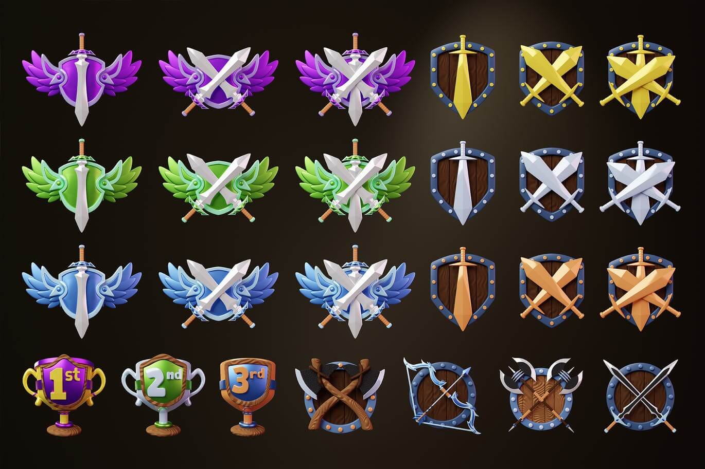 25个逼真质感游戏高品质3D立体图标icon合集