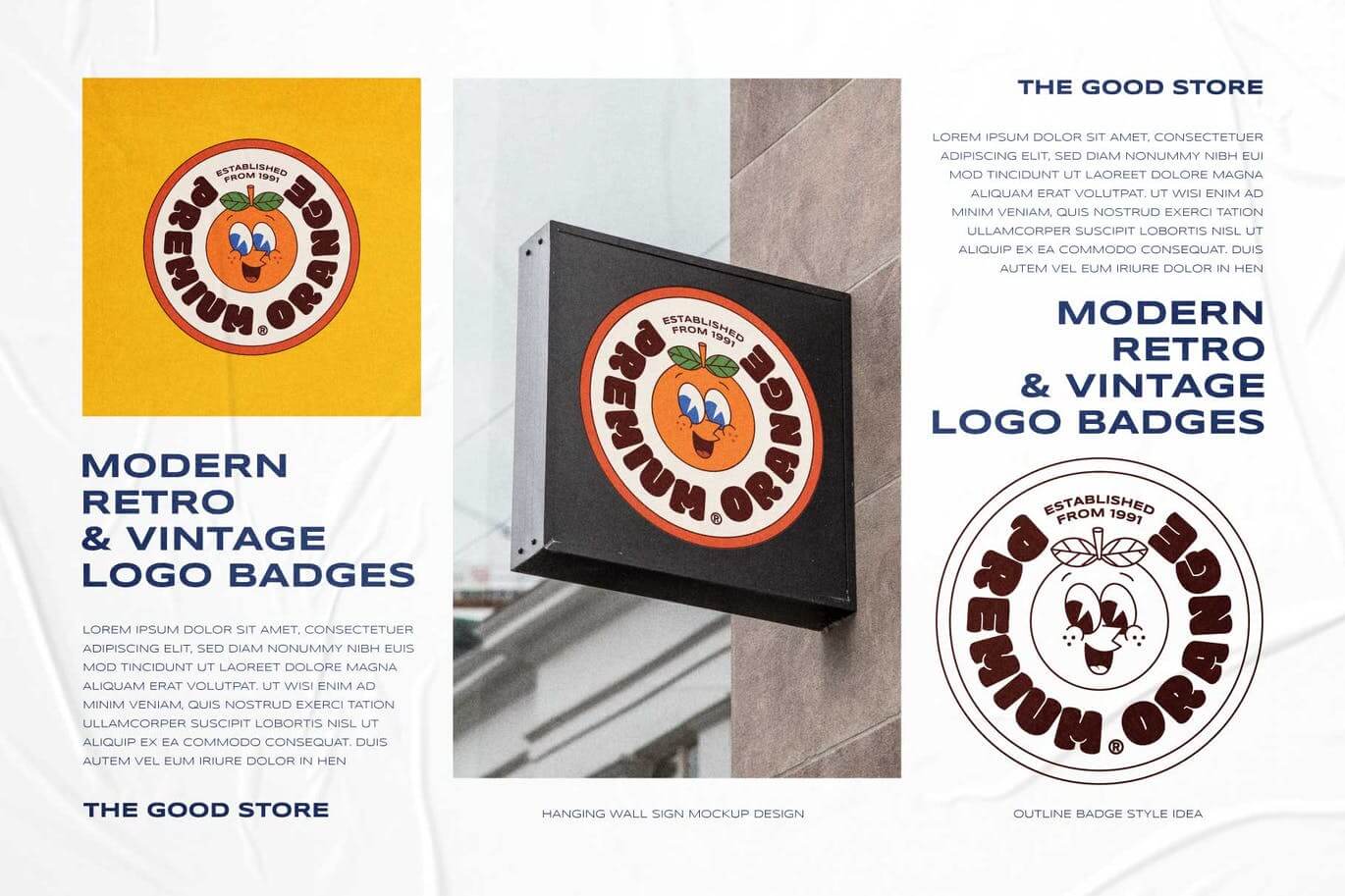 复古时尚高端矢量插画标志徽章图标ICON素材