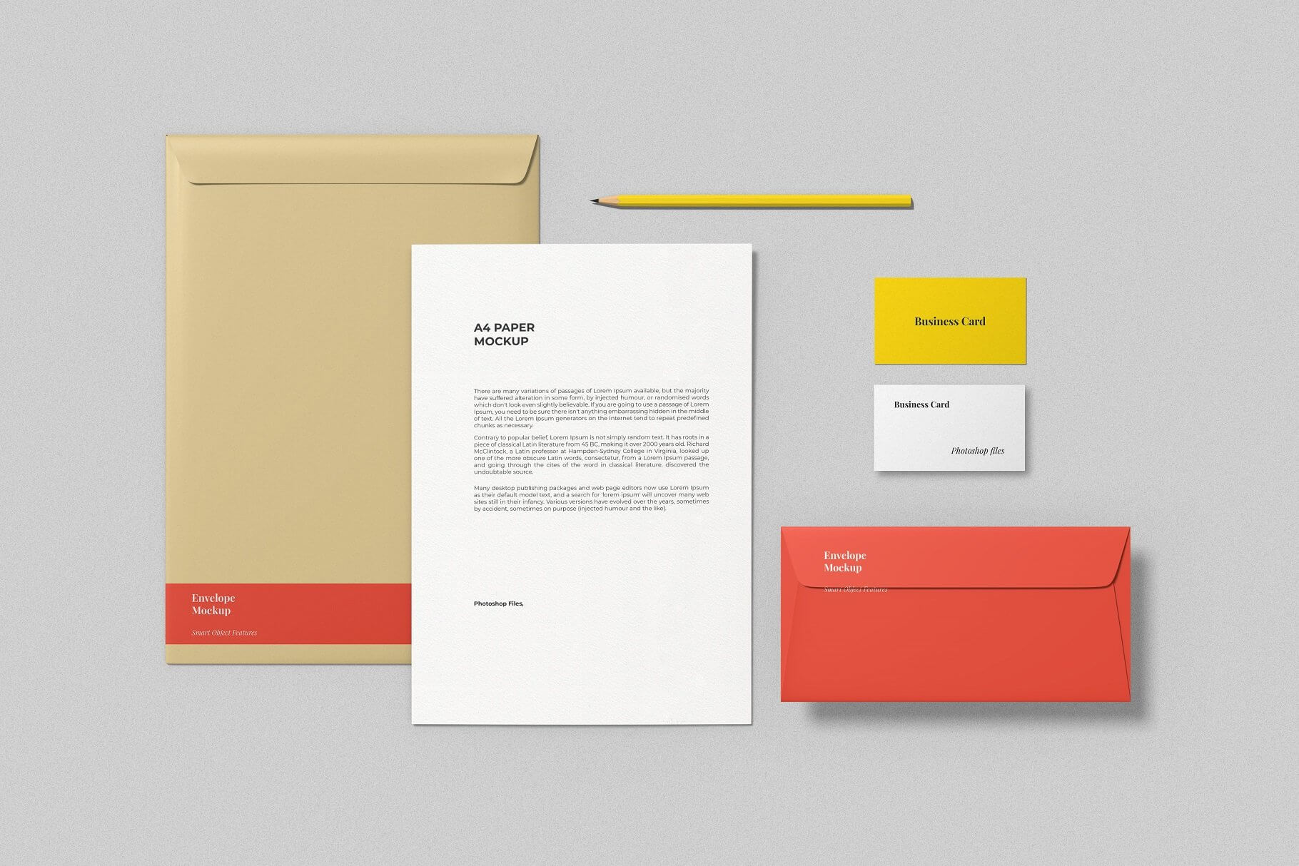 9个高品质办公文具品牌样机场景PSD素材模板