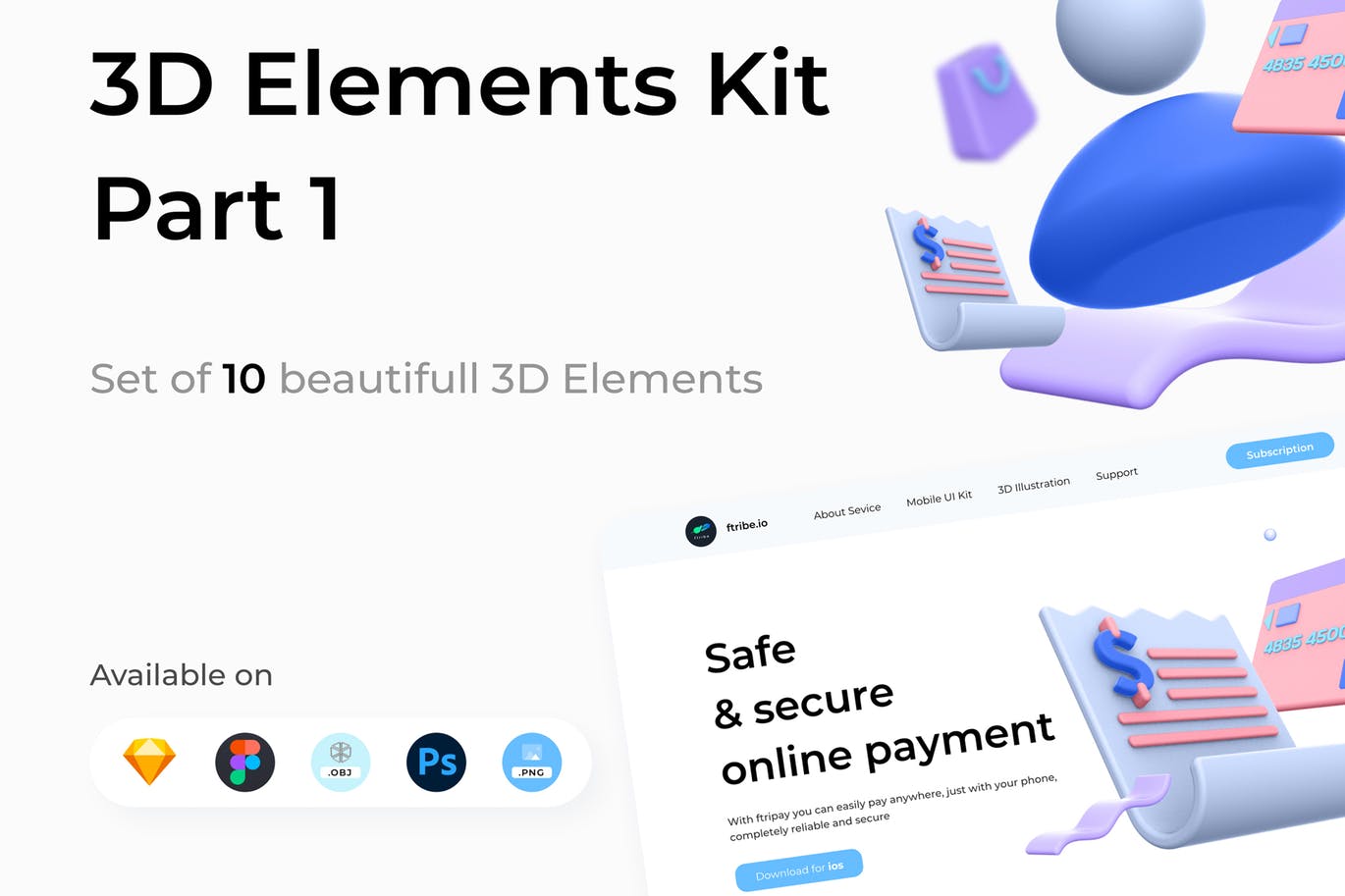 一组时尚高端C4D渲染3D立体图标icon大集合-FIG, PNG, PSD, SKETCH（Vol.1）