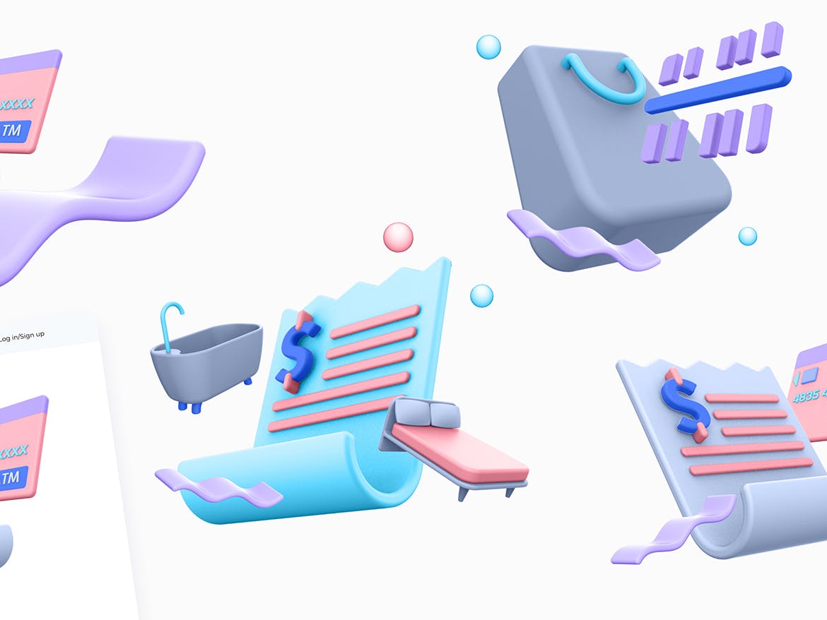 一组时尚高端C4D渲染3D立体图标icon大集合-FIG, PNG, PSD, SKETCH（Vol.1）