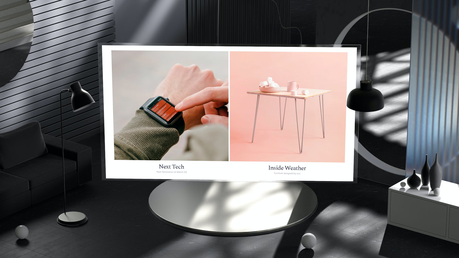 5个非常抽象的黑白手机展示PSD样机素材