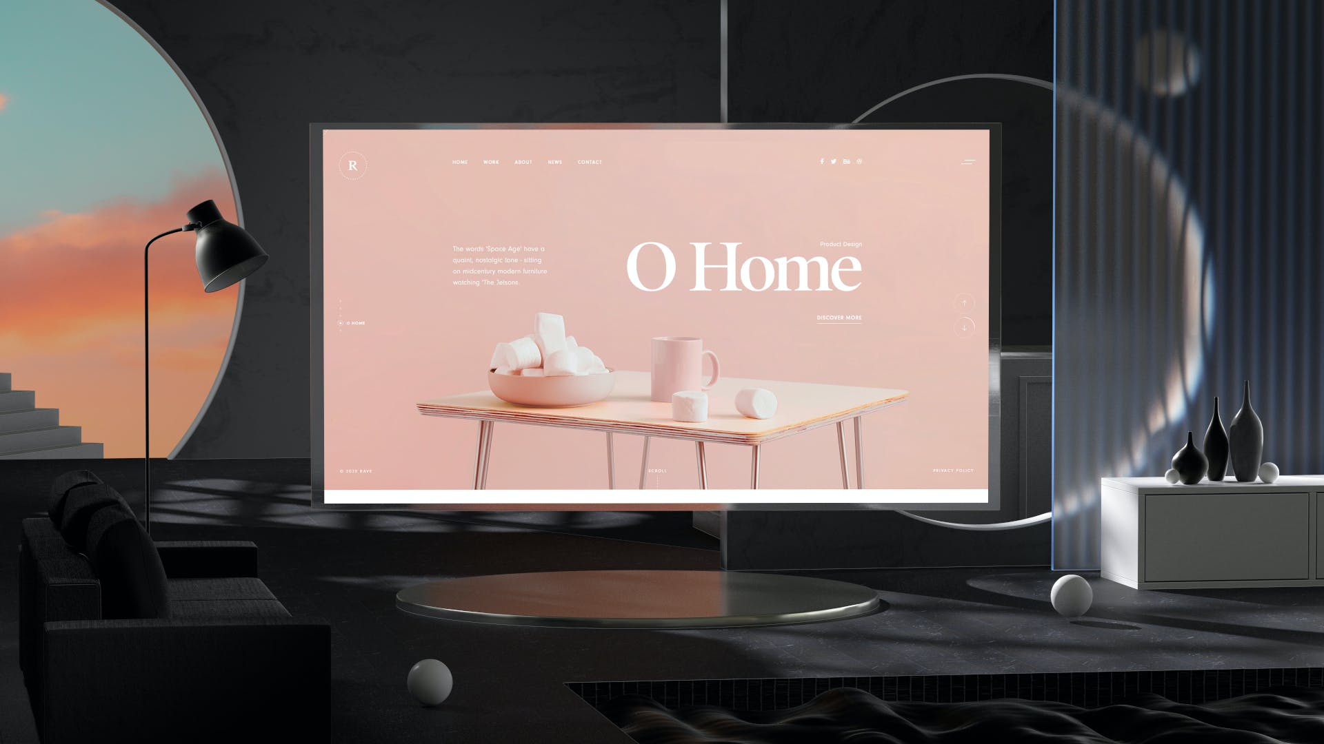 5个非常抽象的黑白手机展示PSD样机素材