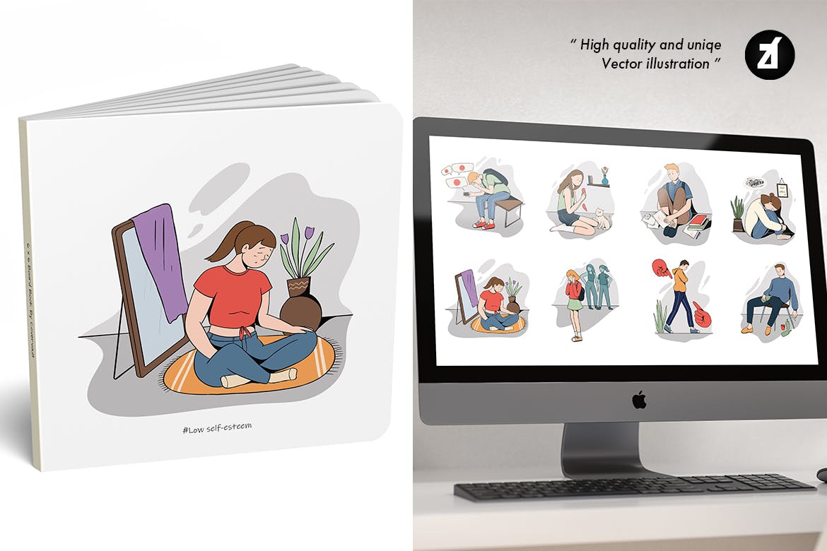 儿童青少年校园冷暴力主题矢量插画素材包