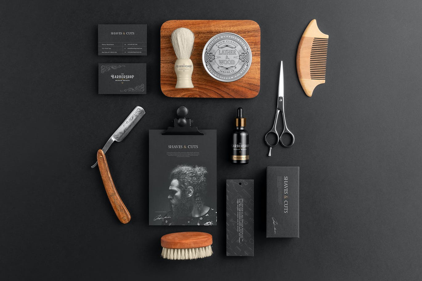 时尚高端高品质的理发店品牌VI设计样机PSD素材包