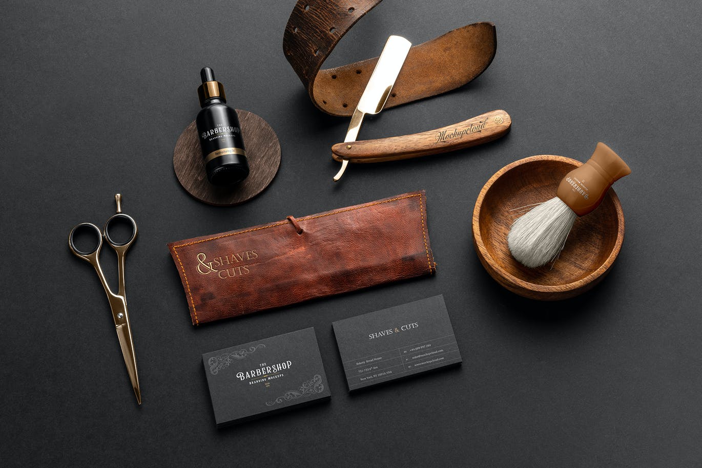 时尚高端高品质的理发店品牌VI设计样机PSD素材包