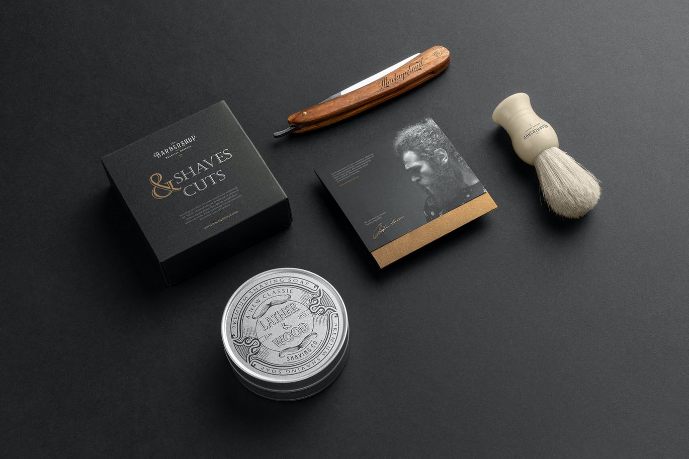 时尚高端高品质的理发店品牌VI设计样机PSD素材包