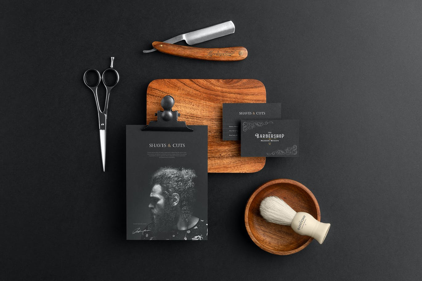 时尚高端高品质的理发店品牌VI设计样机PSD素材包