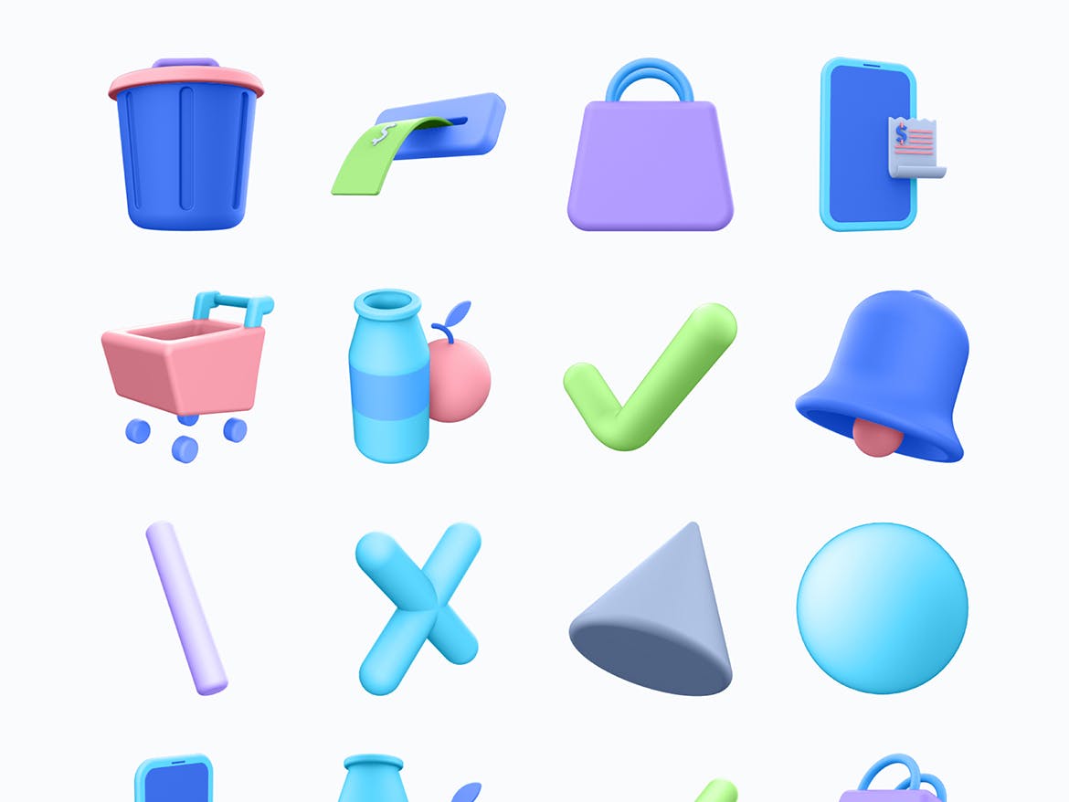 一组时尚高端C4D渲染3D立体图标icon大集合-FIG, PNG, PSD, SKETCH（Vol.3）