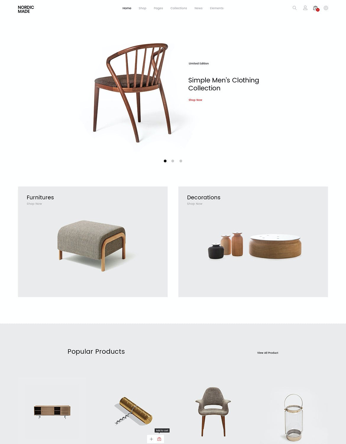 一套非常简洁的家具主题电商网页WEB素材PSD模板