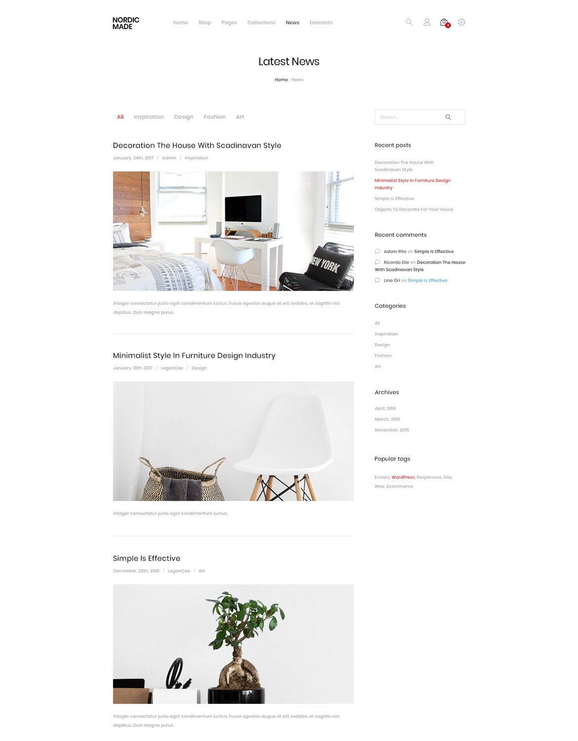 一套非常简洁的家具主题电商网页WEB素材PSD模板