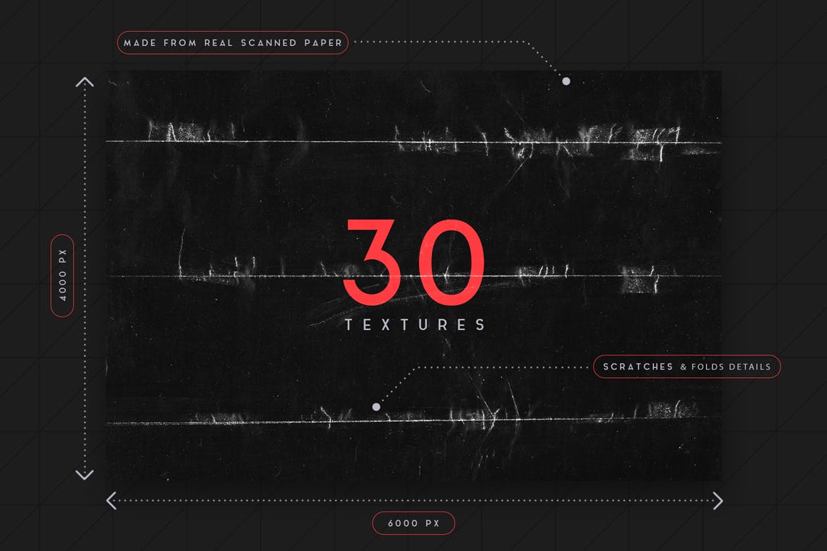 30个黑色酷炫纸张叠加纹理图案背景底纹图片素材包