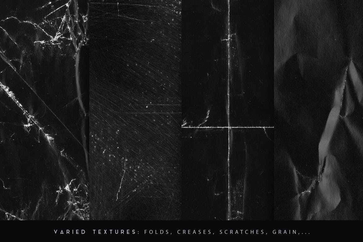 30个黑色酷炫纸张叠加纹理图案背景底纹图片素材包