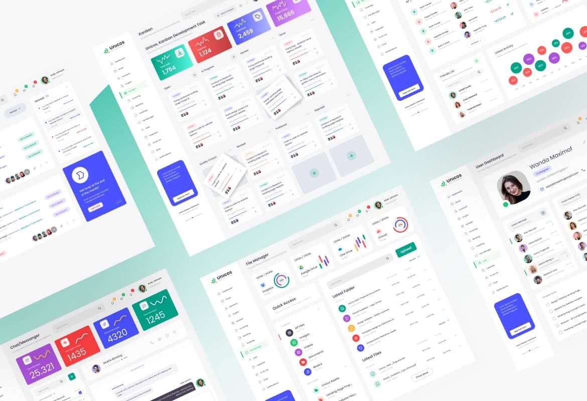 14个绿色调专业企业OA后台管理UI界面模板素材