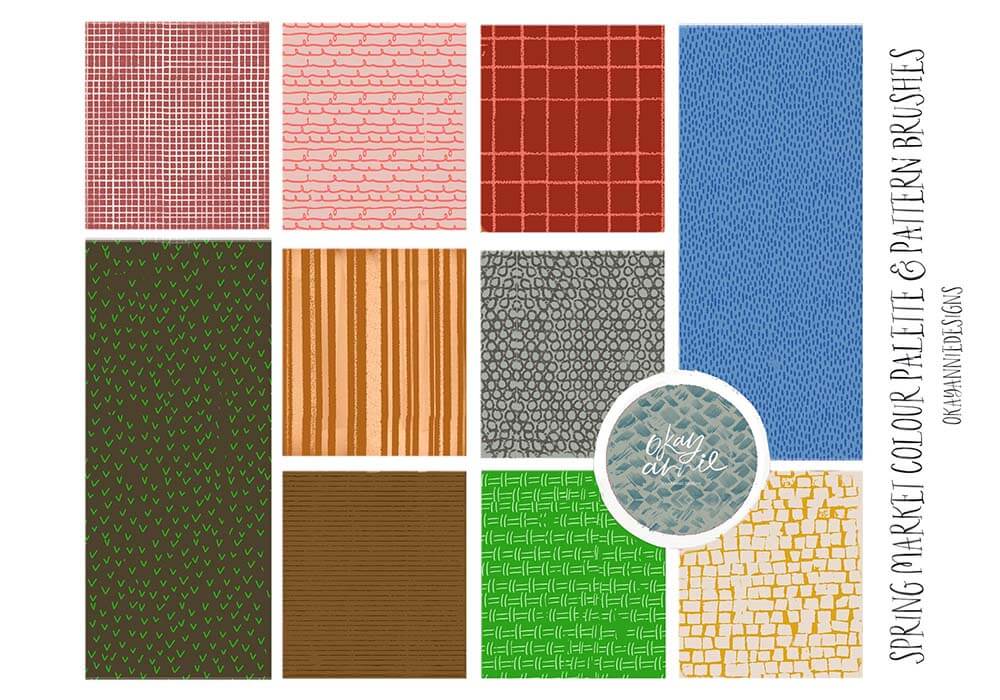 春天为主题的有趣又充满活力绘画纹理Procreate笔刷素材