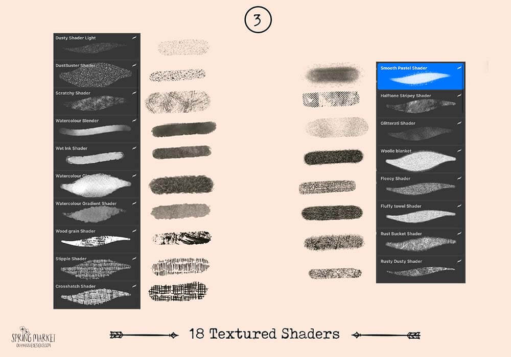 春天为主题的有趣又充满活力绘画纹理Procreate笔刷素材