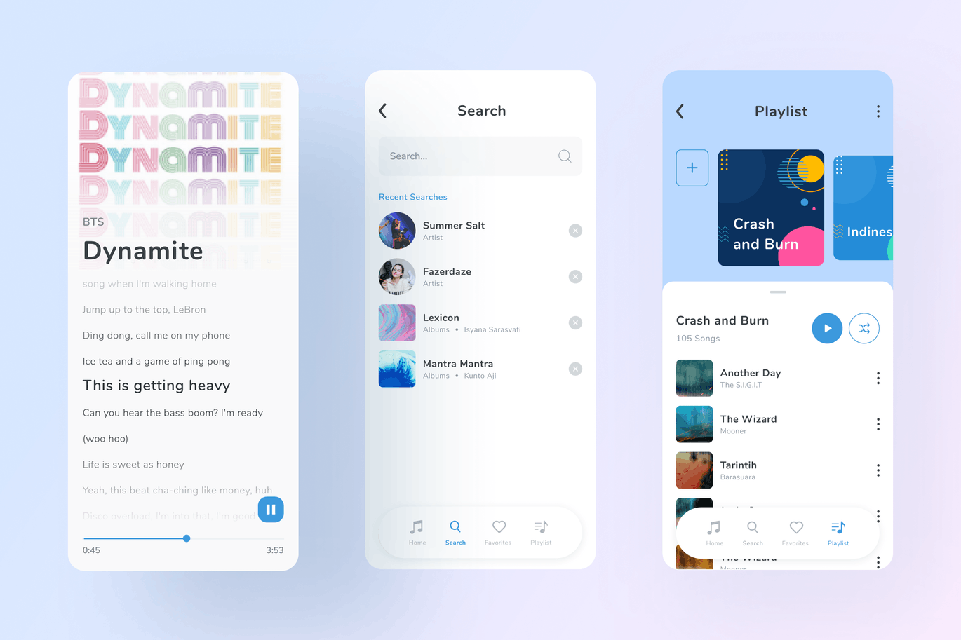 10个蓝色调音乐主题类流媒体数字音乐APP UI KIT素材包