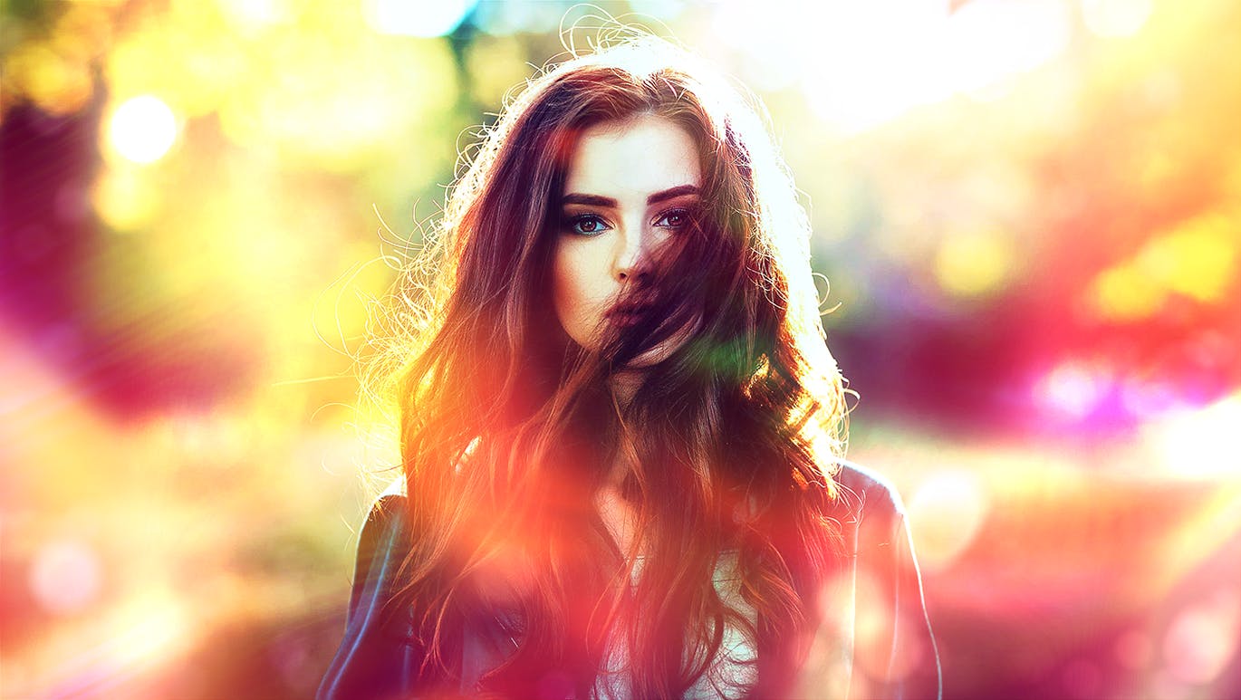 一组非常绚丽的光效滤镜PS动作预设素材，让照片几秒变漂亮漏光效果