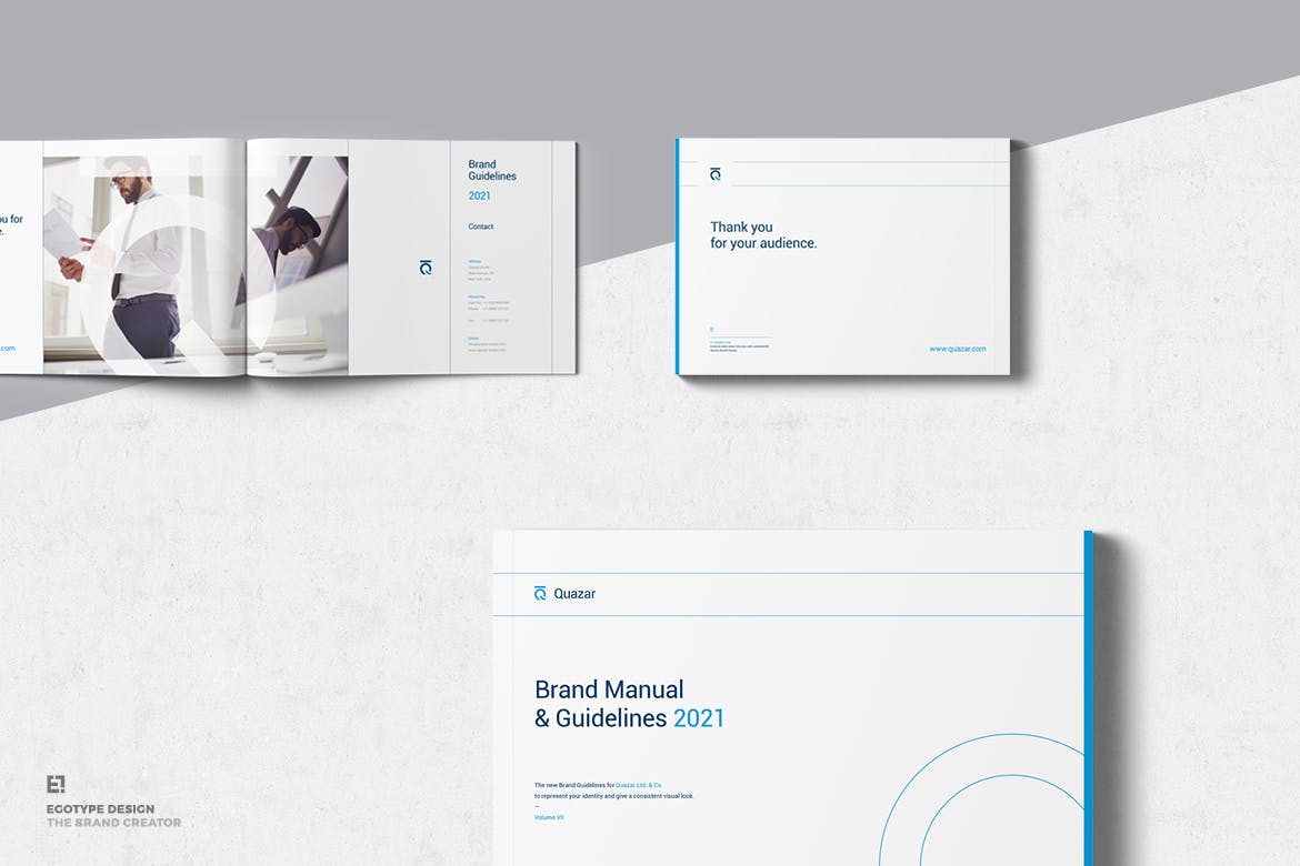 蓝色专业时尚简约品牌VI手册画册宣传设计模板素材