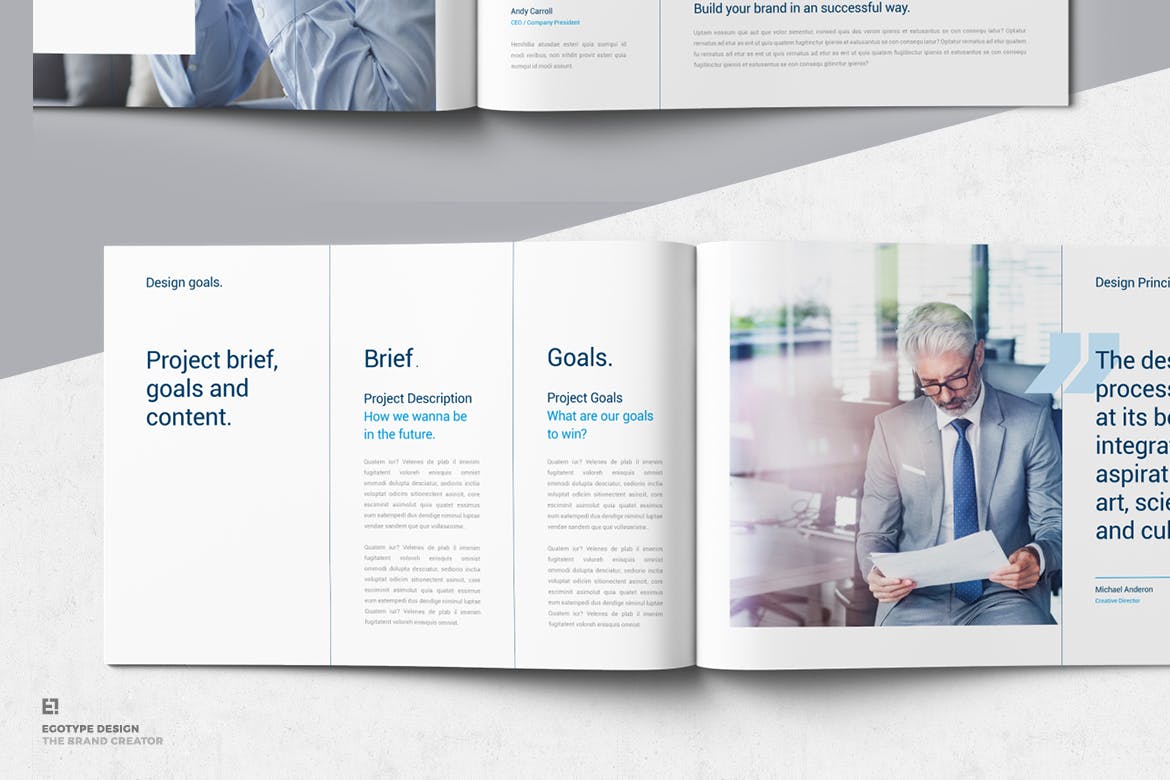 蓝色专业时尚简约品牌VI手册画册宣传设计模板素材