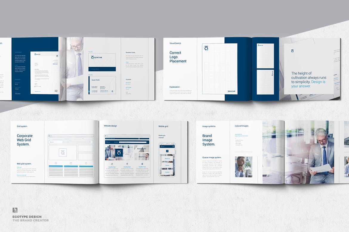 蓝色专业时尚简约品牌VI手册画册宣传设计模板素材