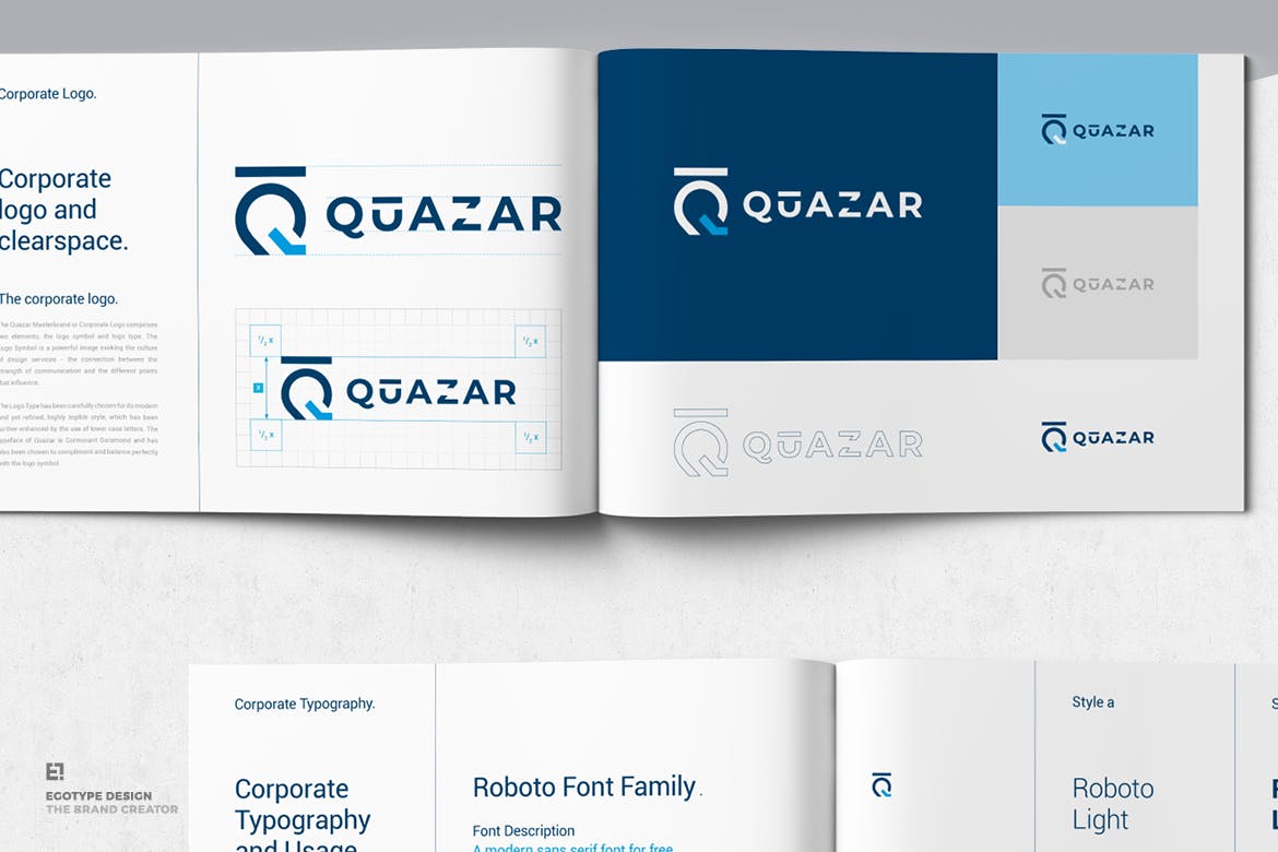 蓝色专业时尚简约品牌VI手册画册宣传设计模板素材