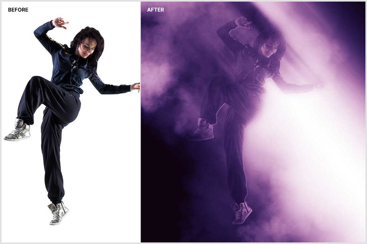 一套酷炫的灯光阴影强烈效果PS动作素材