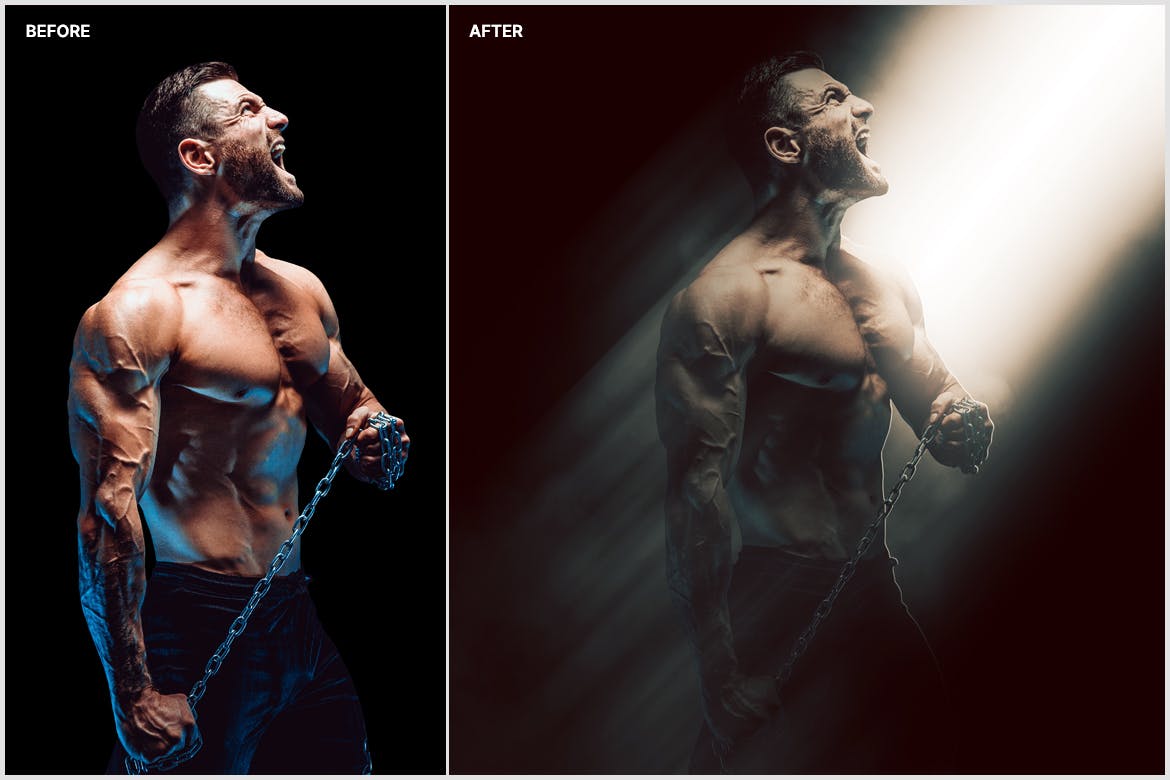 一套酷炫的灯光阴影强烈效果PS动作素材